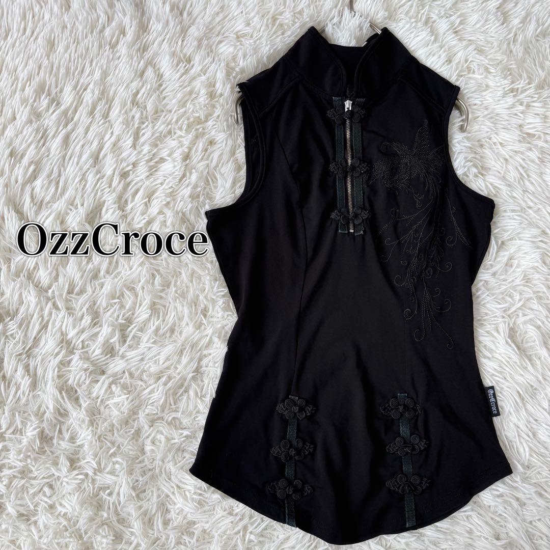 OzzCroce オッズクローチェ チャイナ ノースリーブ 鳳凰刺繍 ジップ