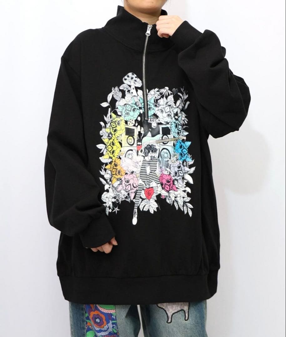 ス scolar 153697 ス ちゃんと時計と音楽柄裏毛チュニックM ScoLar