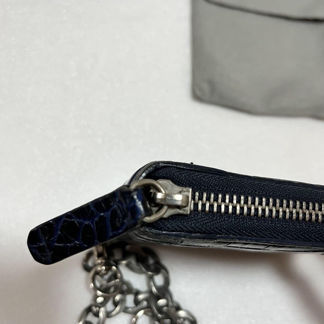 ジミーチュウ クロコ レザー ウォレット ニつ折り 財布 ウォレットチェーン 付