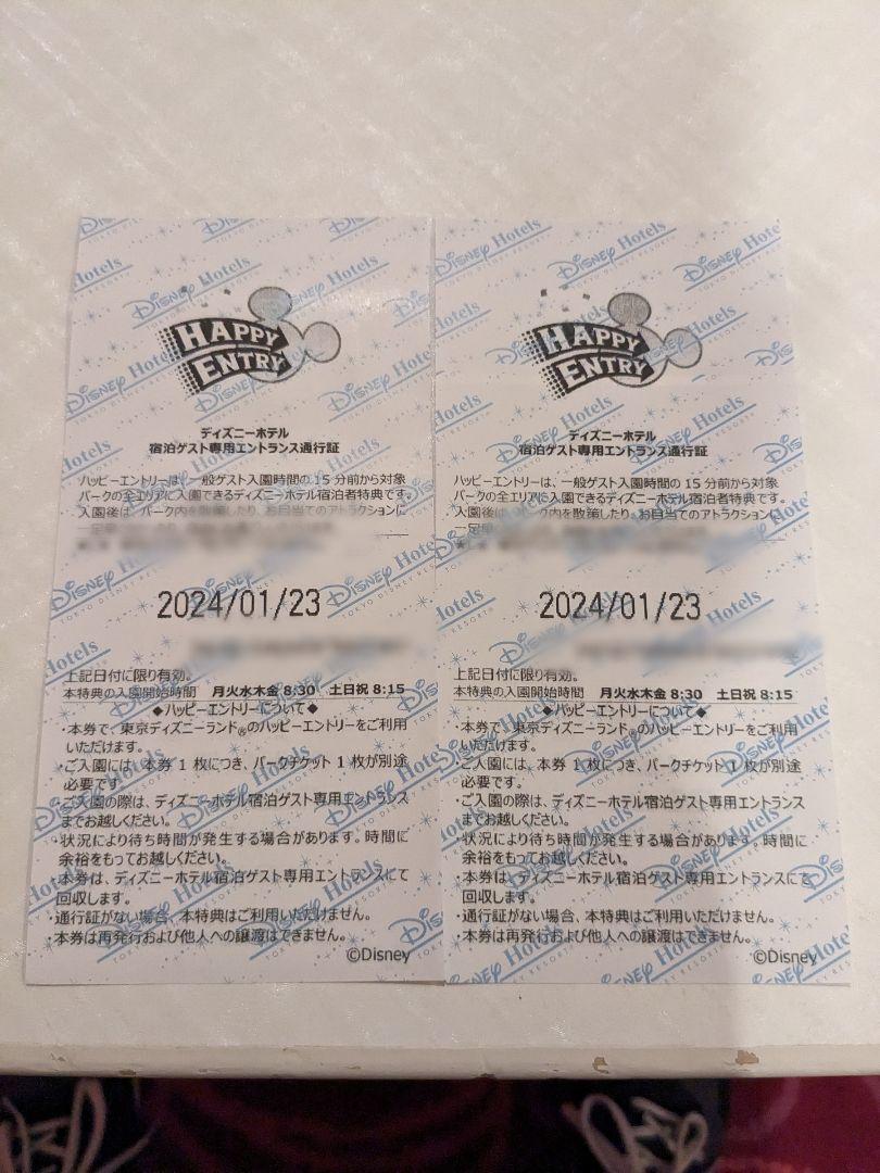 ディズニー★ハッピーエントリー★１／２３(火)　２枚
