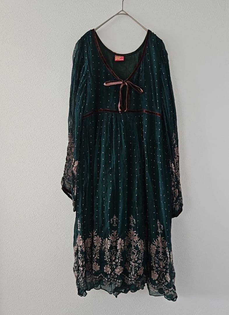 『EKCOTIN』綿100% 刺繍ワンピース ロング丈 インド綿 エスニック