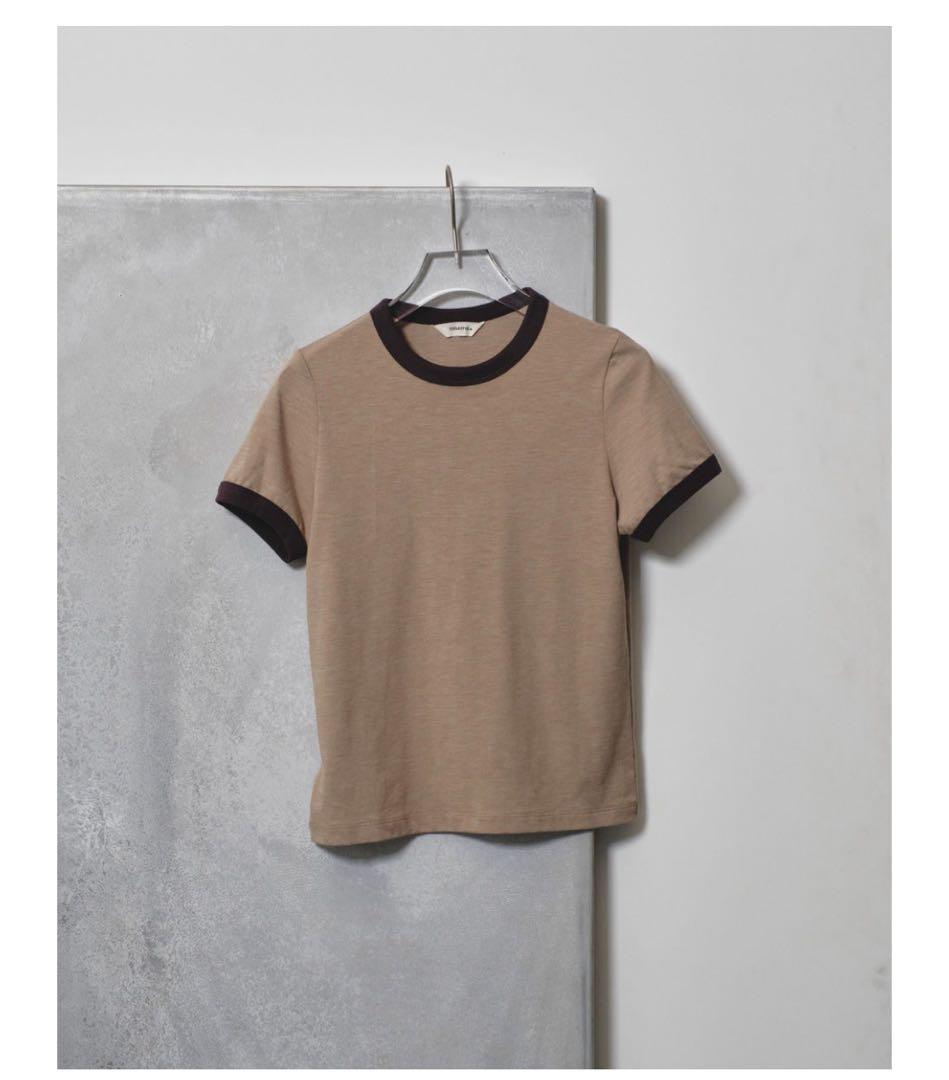 完売　トゥデイフル　Compact Ringer Tee ナチュラル