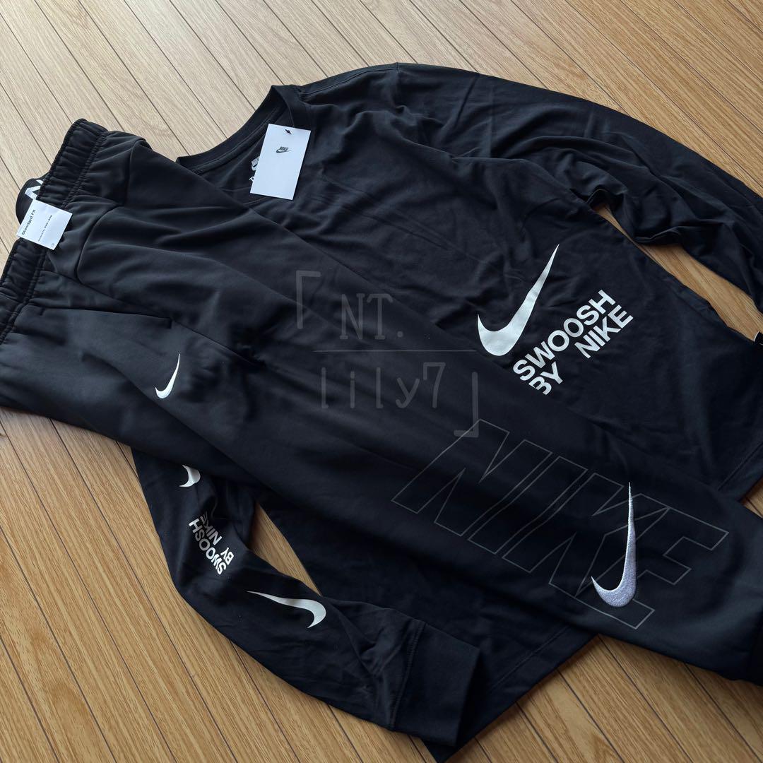 ロンT SWOOSH NIKE スウッシュ ブラック ホワイト ジョガーパンツL