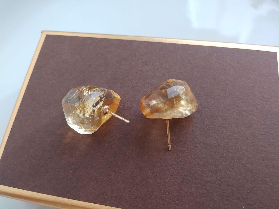 シトリンK18ピアス
