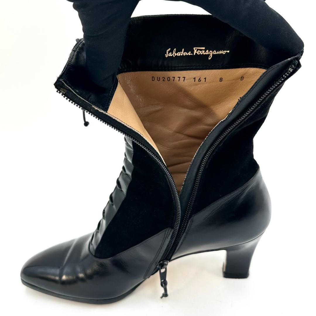 Salvatore Ferragamo ショートブーツ レースアップ ブラック