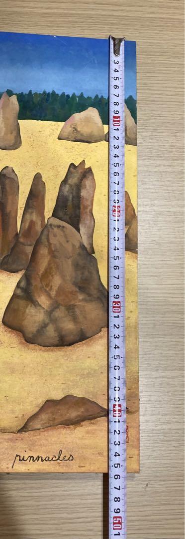 【原画】ピナクルズ風景画 菊枝サイン入り 木製パネル仕立て