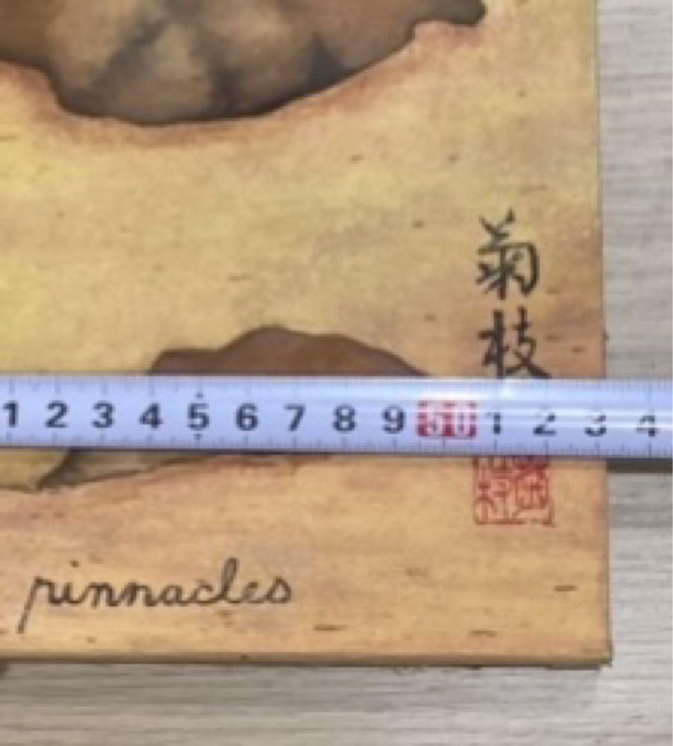 【原画】ピナクルズ風景画 菊枝サイン入り 木製パネル仕立て