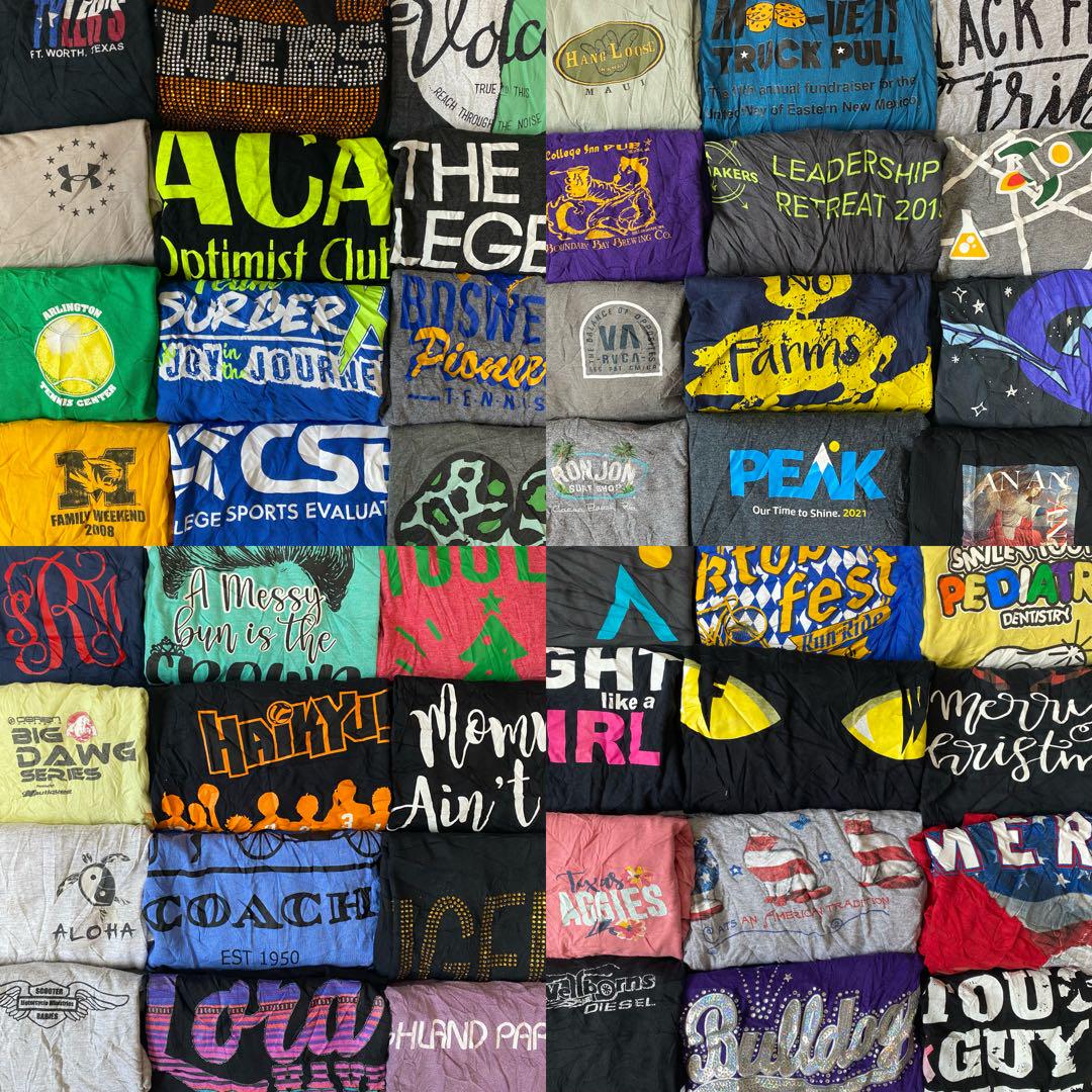 USA古着 メンズ XLサイズ カラーTシャツ プリント 48枚まとめ売り