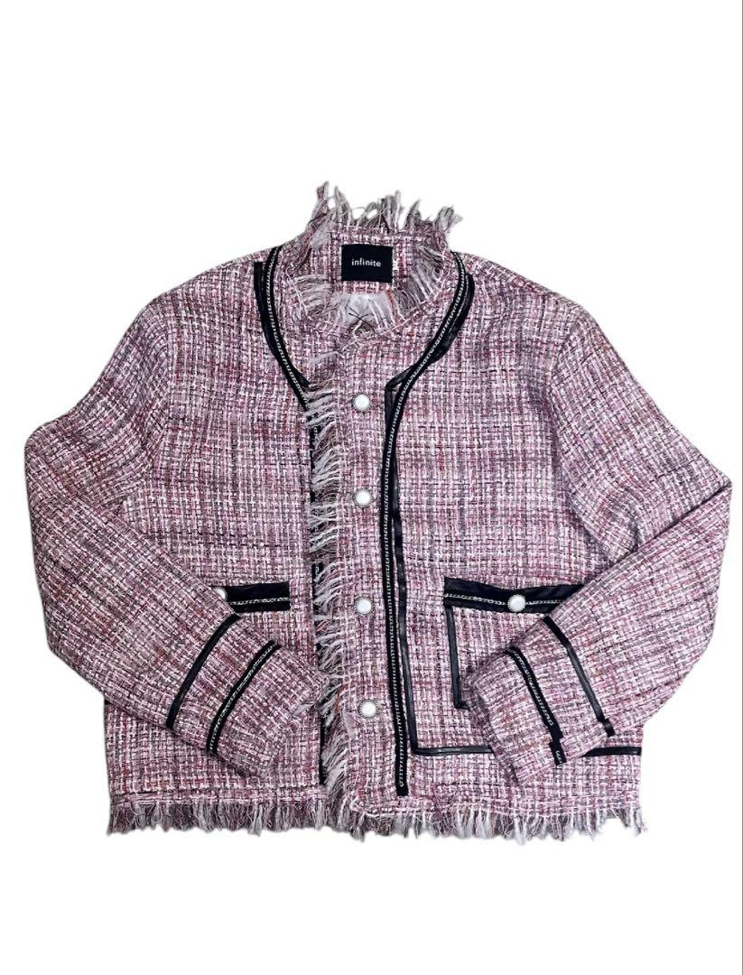 ジャケット・アウター ALUDESELECT fringe no color tweed jacket