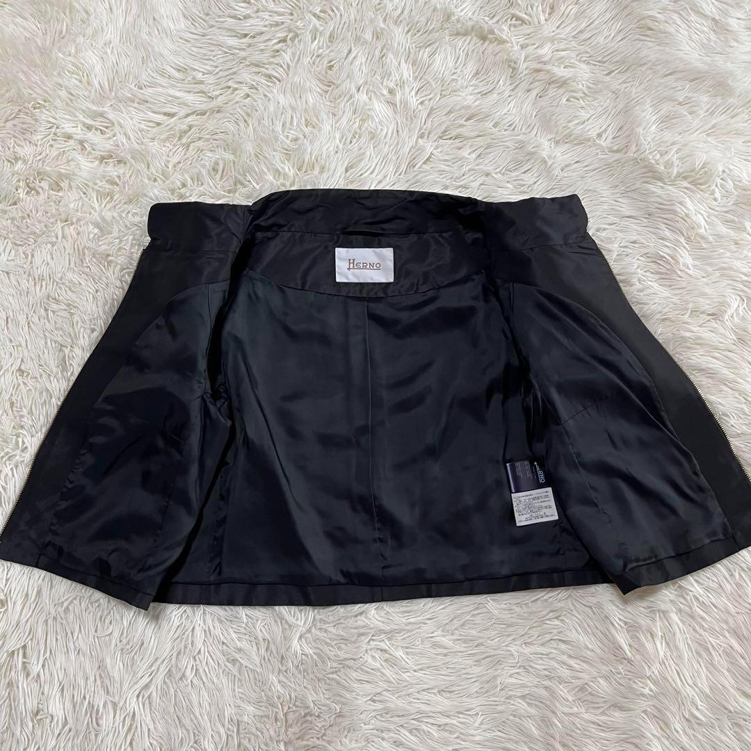 ✨美品✨HERNO ヘルノ 七分丈 ナイロンジャケット ジップアップ ブラック ✨美品✨HERNO ヘルノ 七分丈 ナイロンジャケット ジップアップ
