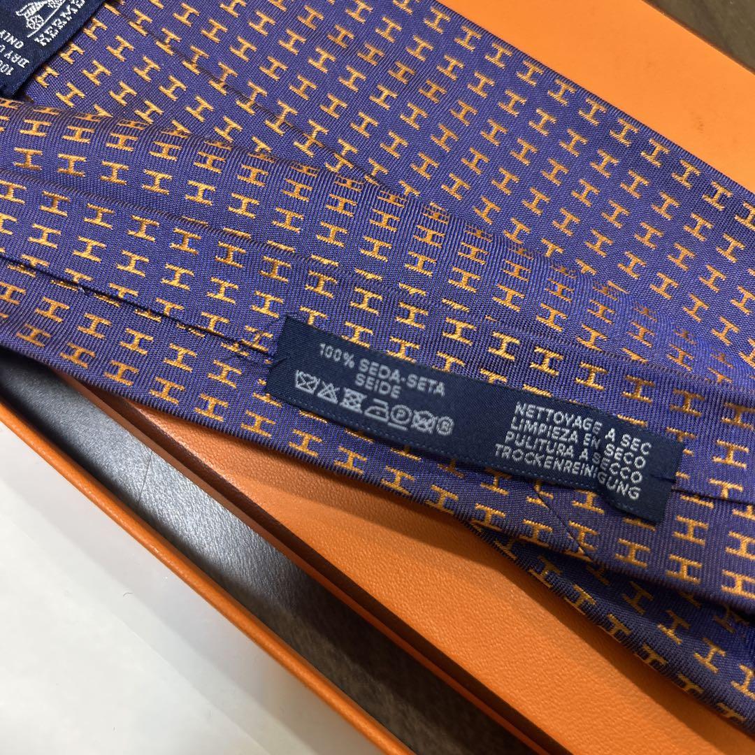 箱タグあり【美品】HERMES エルメス ネクタイH柄 ファソネ
