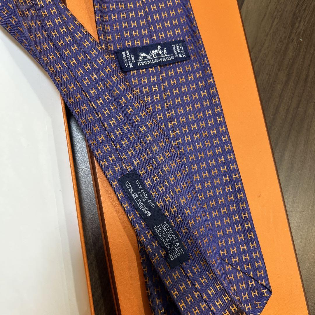 箱タグあり【美品】HERMES エルメス ネクタイH柄 ファソネ