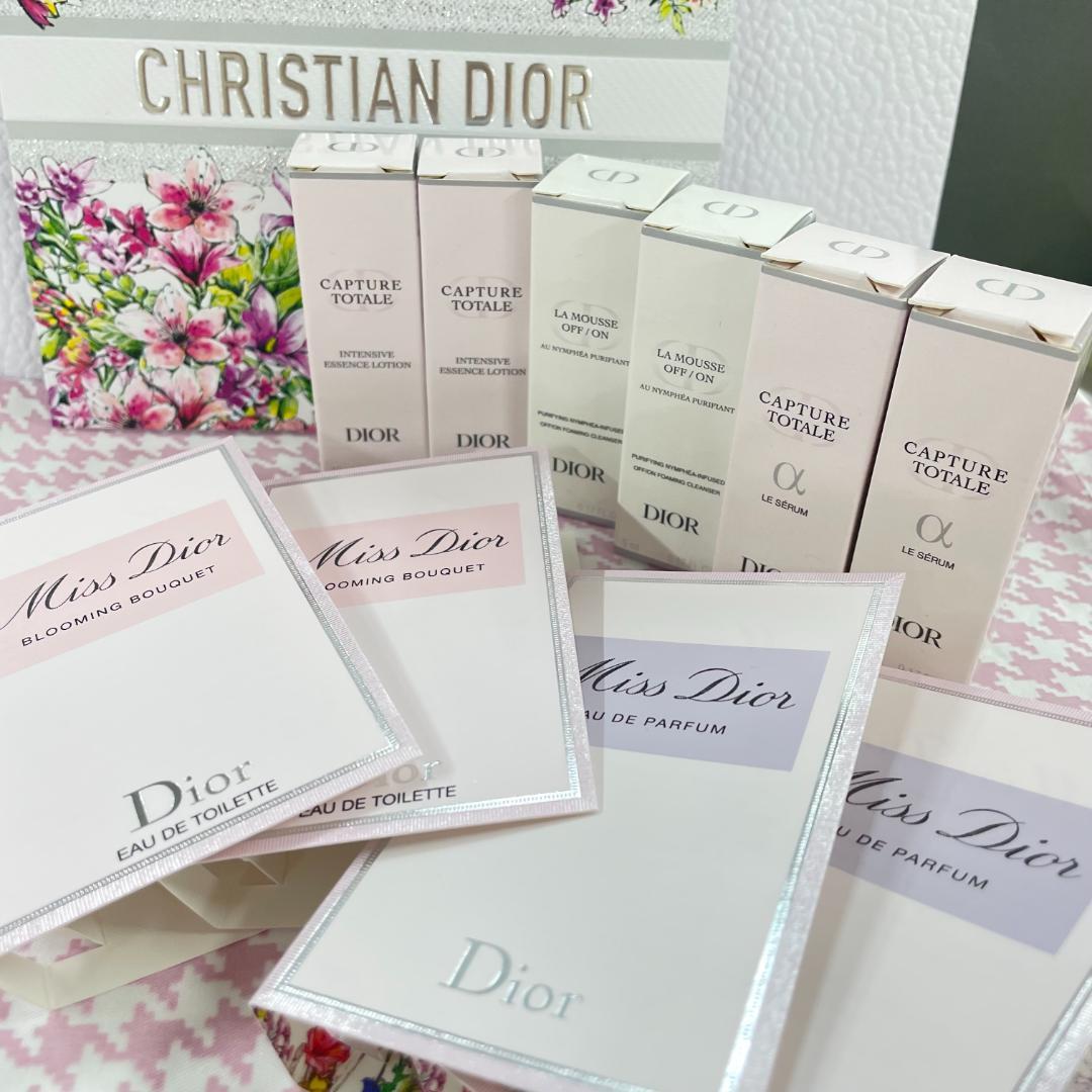 Diorローション+洗顔料+美容液+パルファムの試供品セット（ポーチ付き）