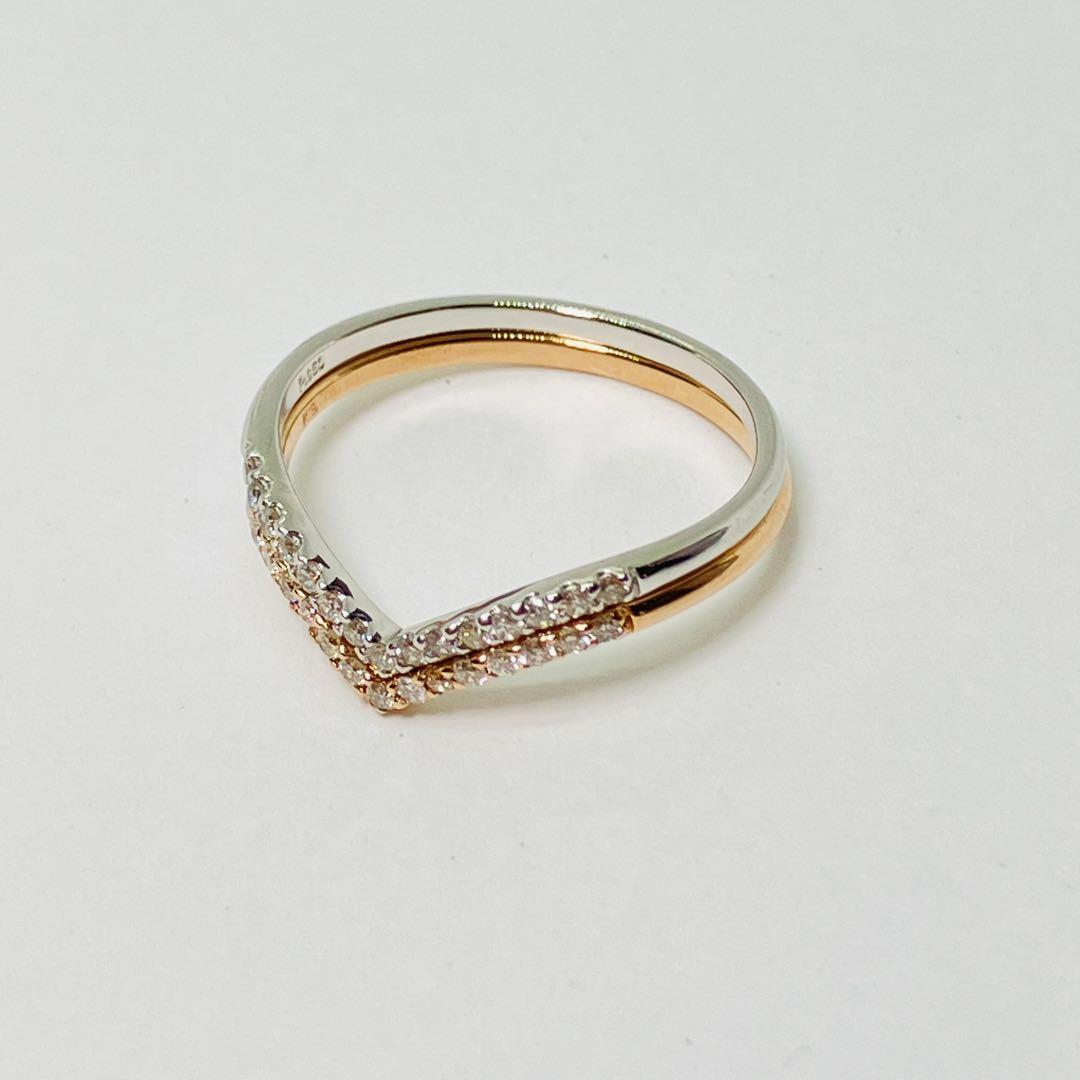 新品 Pt950 ダイヤモンド Vリング D:0.10ct
