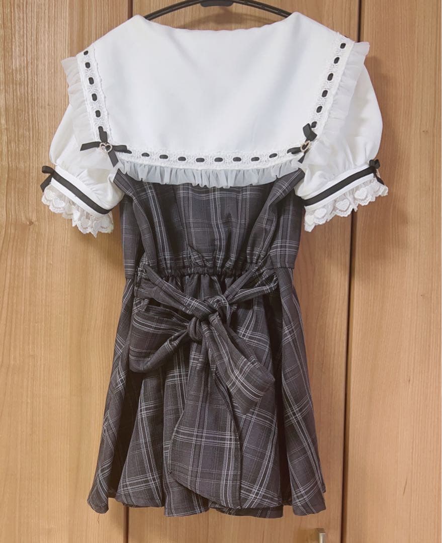 LIZLISA チェックセーラーセットアップ グレー 地雷系 LIZLISA チェックセーラーセットアップ グレー 地雷系