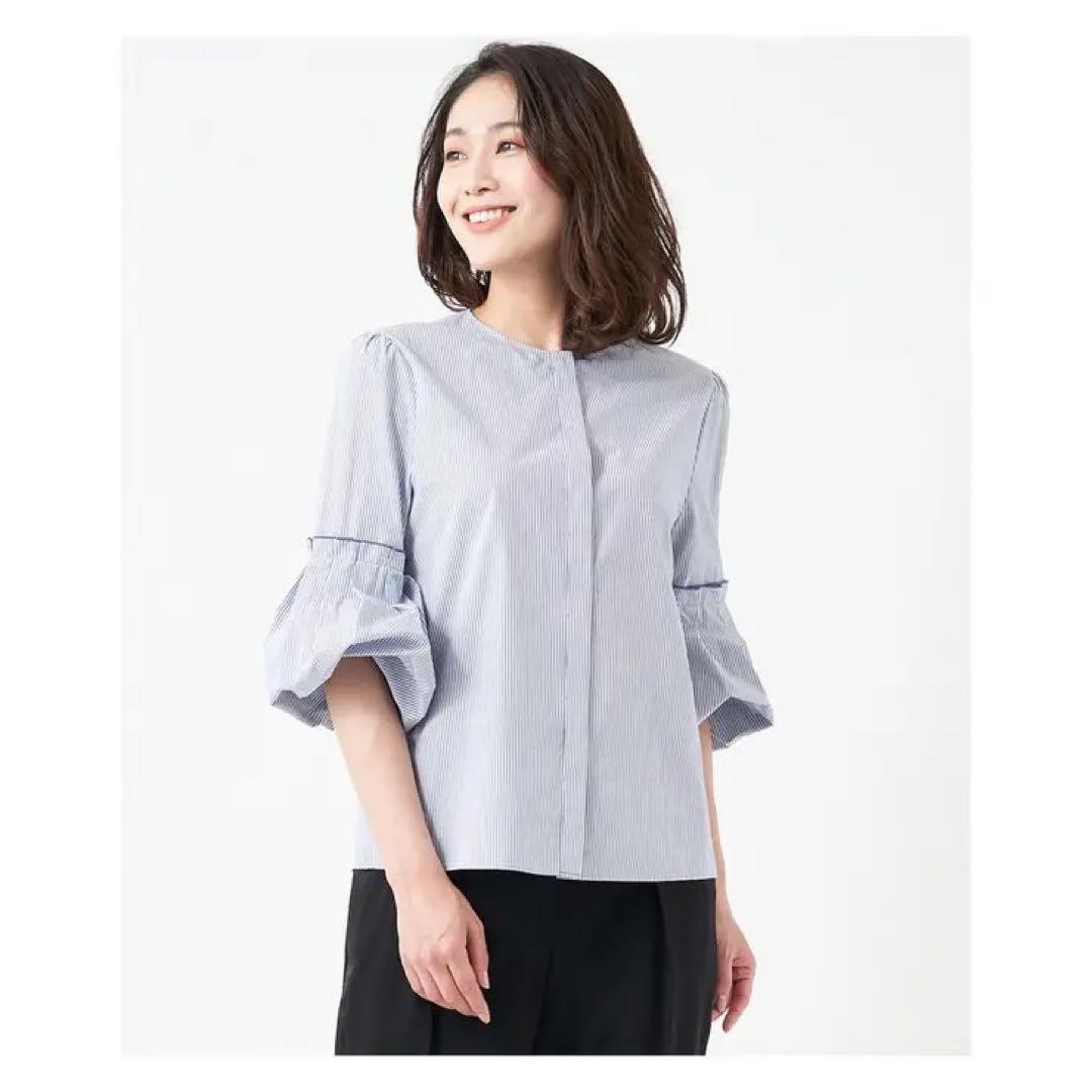 ⭐️極美品⭐️【LANVIN】ランバン フレアブラウス レディースシャツ ストライプ