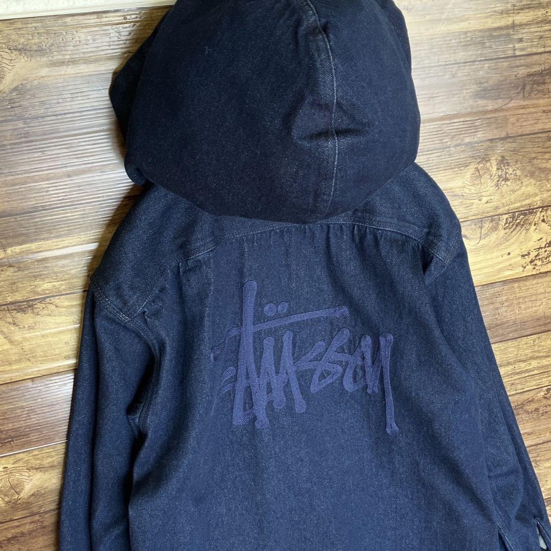 未使用級！STUSSY ステューシー　ビッグ刺繍ロゴ　デニム　ジップパーカー