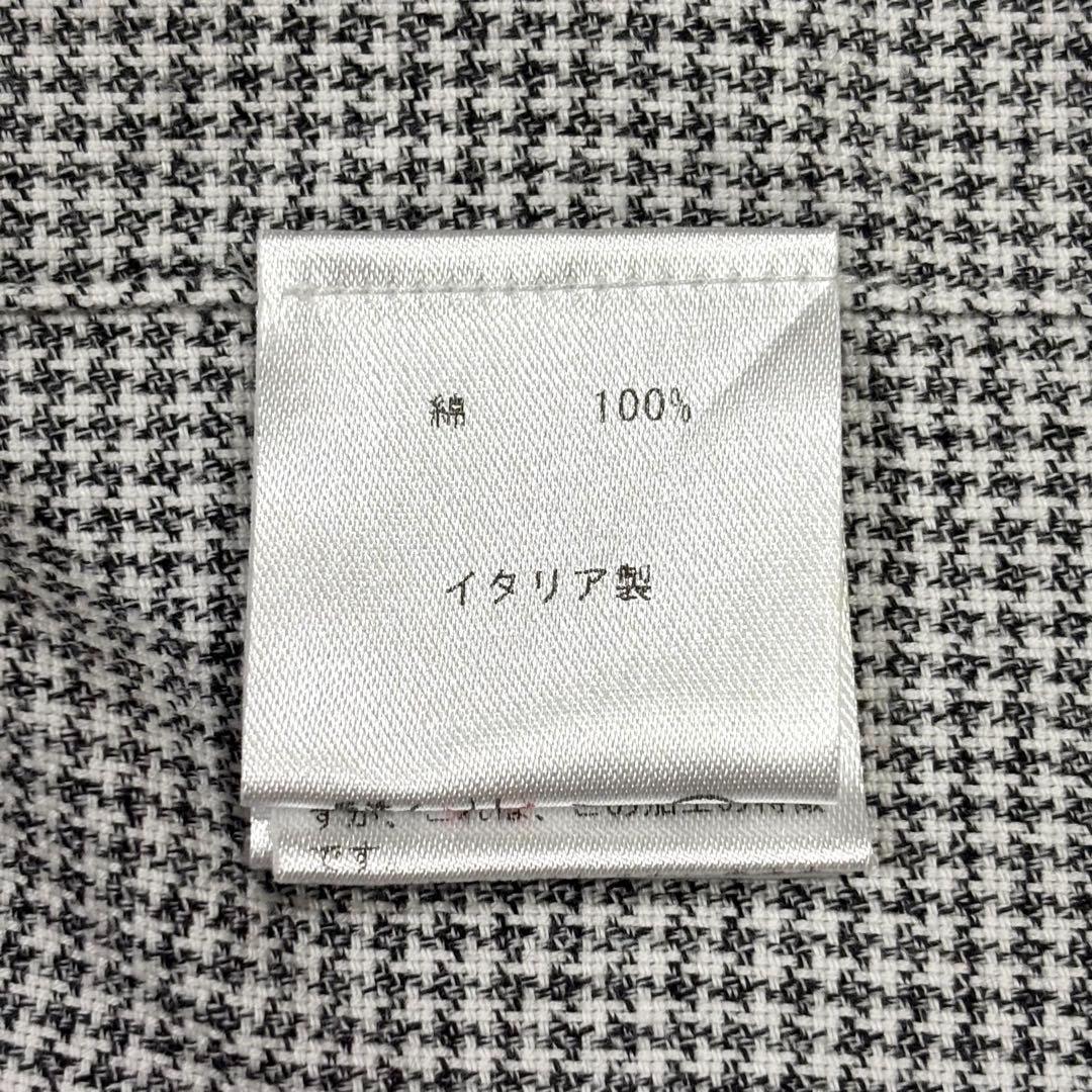 極美品　フィナモレ 千鳥柄 カッタウェイ ホリゾンタルカラー コットン シャツ