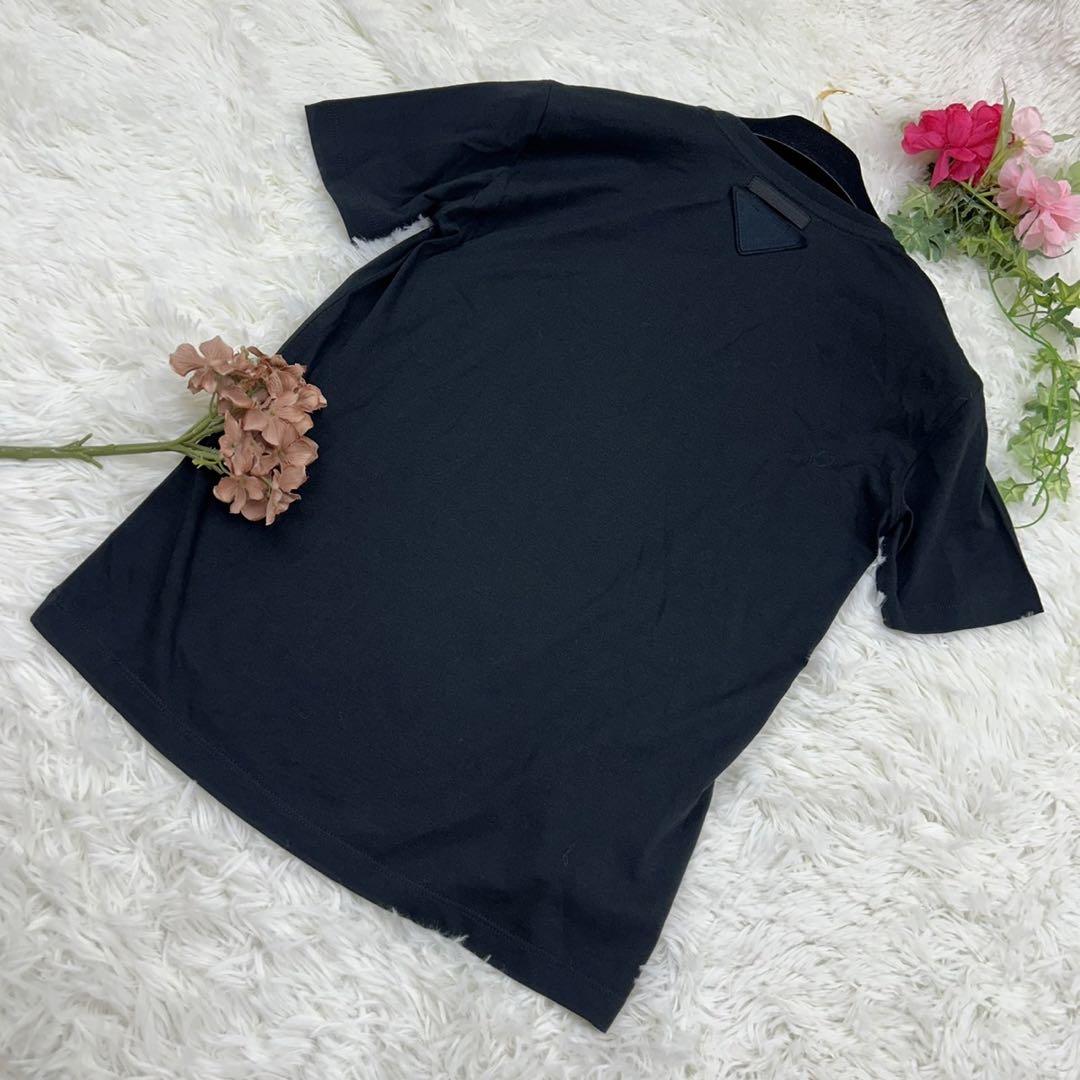 B780 プラダ レディース Tシャツ 半袖 シンプル ブラック 黒 美品 S