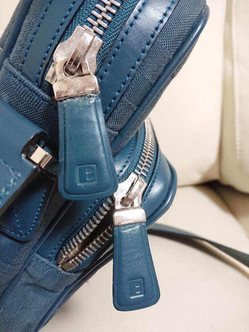 超希少【BALLY バリー】ショルダーバッグ メッセンジャー Bロゴ総柄 ブルー