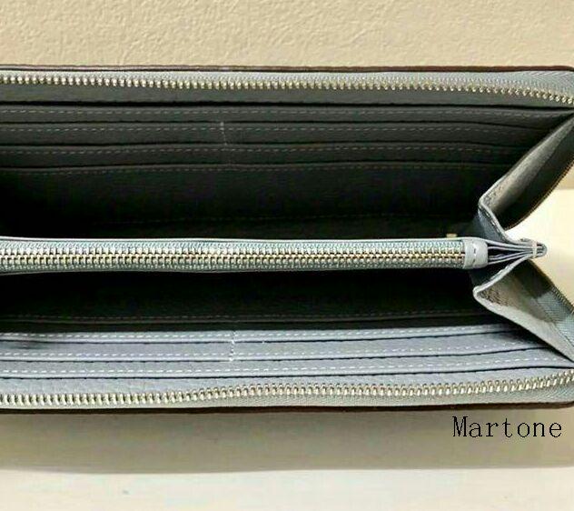新品 ラウンドファスナーメンズ レディe hAHLq-m91290815726 牛革.財布.長財布.グレー ブルー. 限定品人気