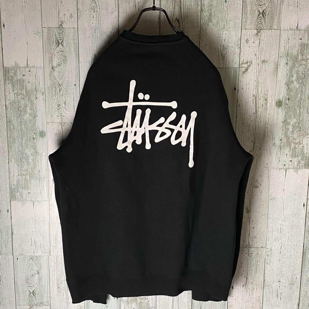 【※人気】stussy ステューシー★ビッグロゴ スウェット 黒 XL 画像3