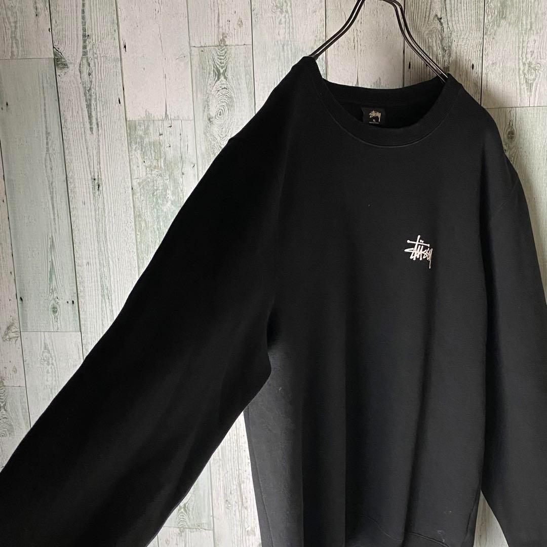 【※人気】stussy ステューシー★ビッグロゴ スウェット 黒 XL 画像4