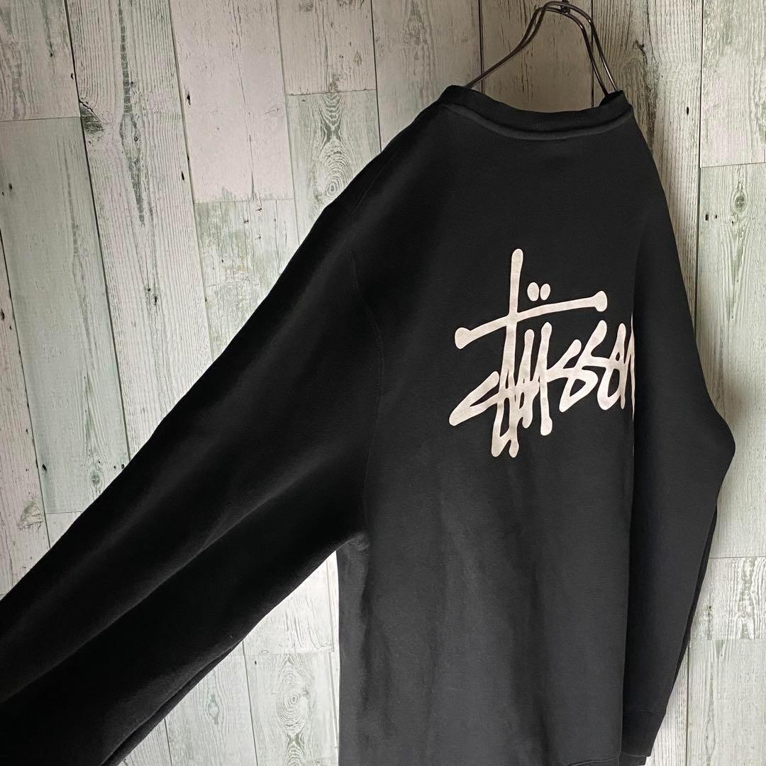 【※人気】stussy ステューシー★ビッグロゴ スウェット 黒 XL 画像5