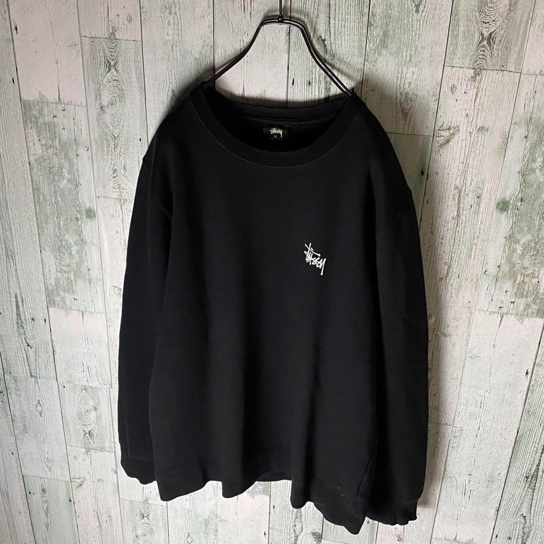【※人気】stussy ステューシー★ビッグロゴ スウェット 黒 XL 画像7