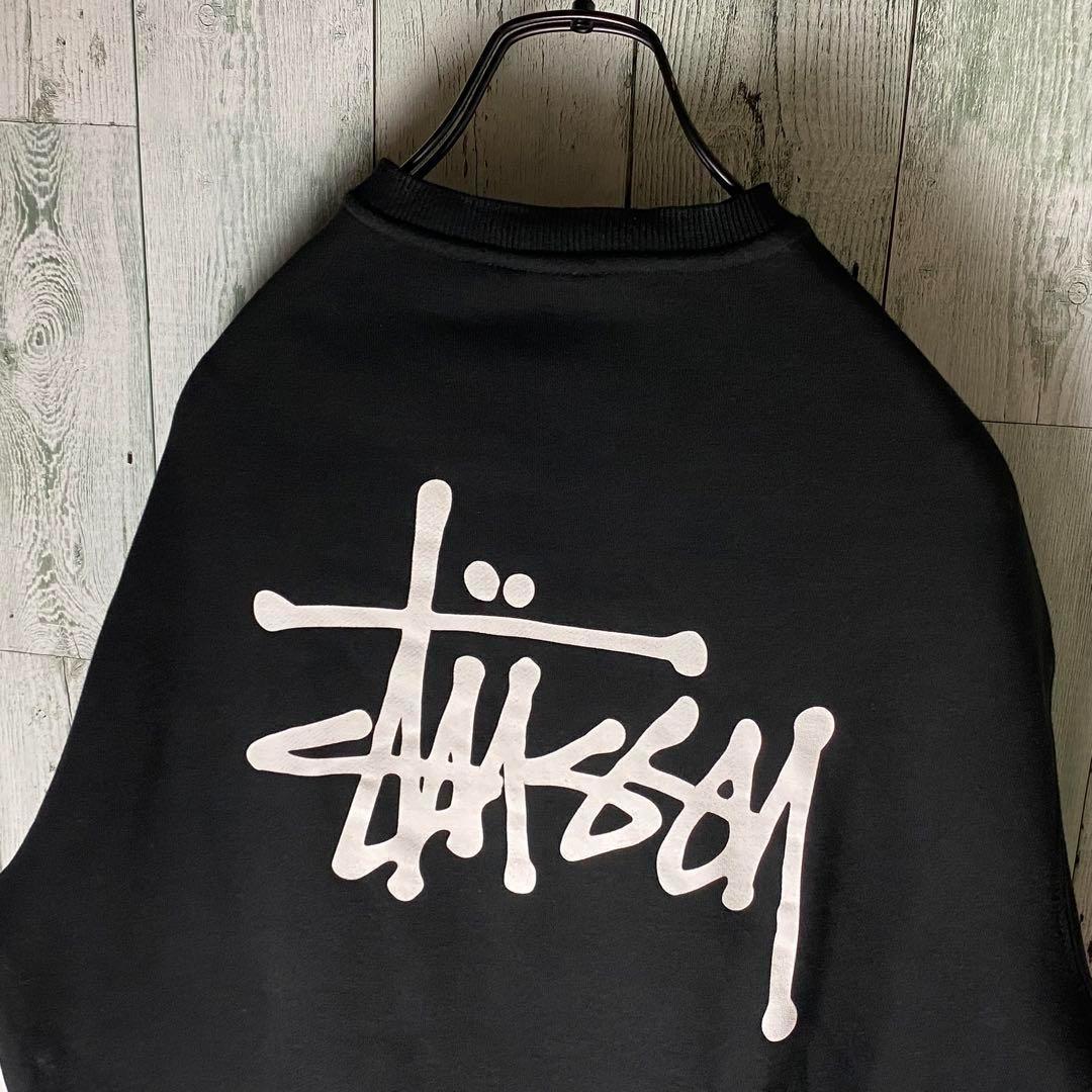 【※人気】stussy ステューシー★ビッグロゴ スウェット 黒 XL 画像9