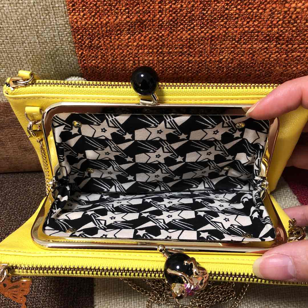 ANNA SUI アナスイ 長財布 二つ折り 本革 猫 がま口 プレイング