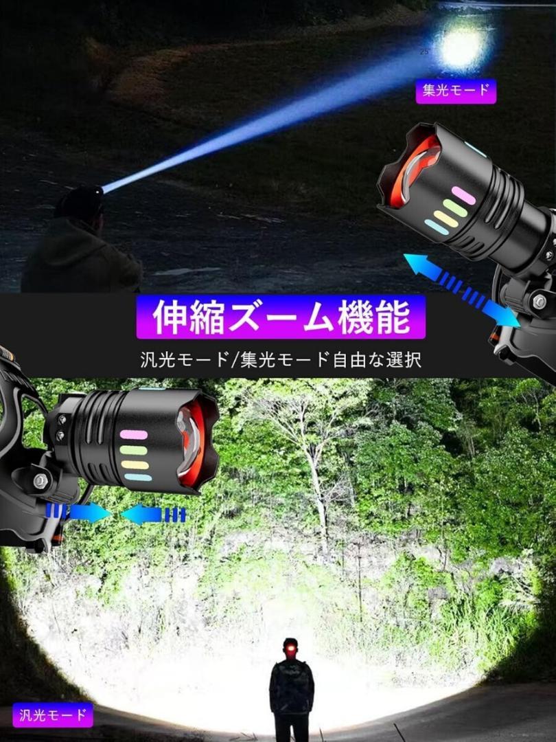 【新品未使用】ヘッドライト LED 強力 超高輝度 防水 Type-C 充電式