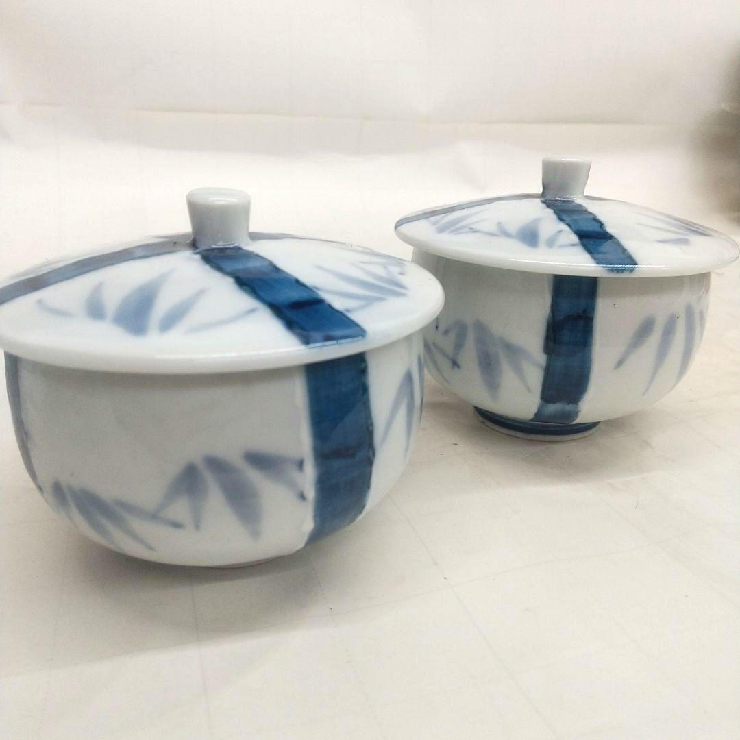 美濃焼 客用蓋付き湯呑み笹 2客