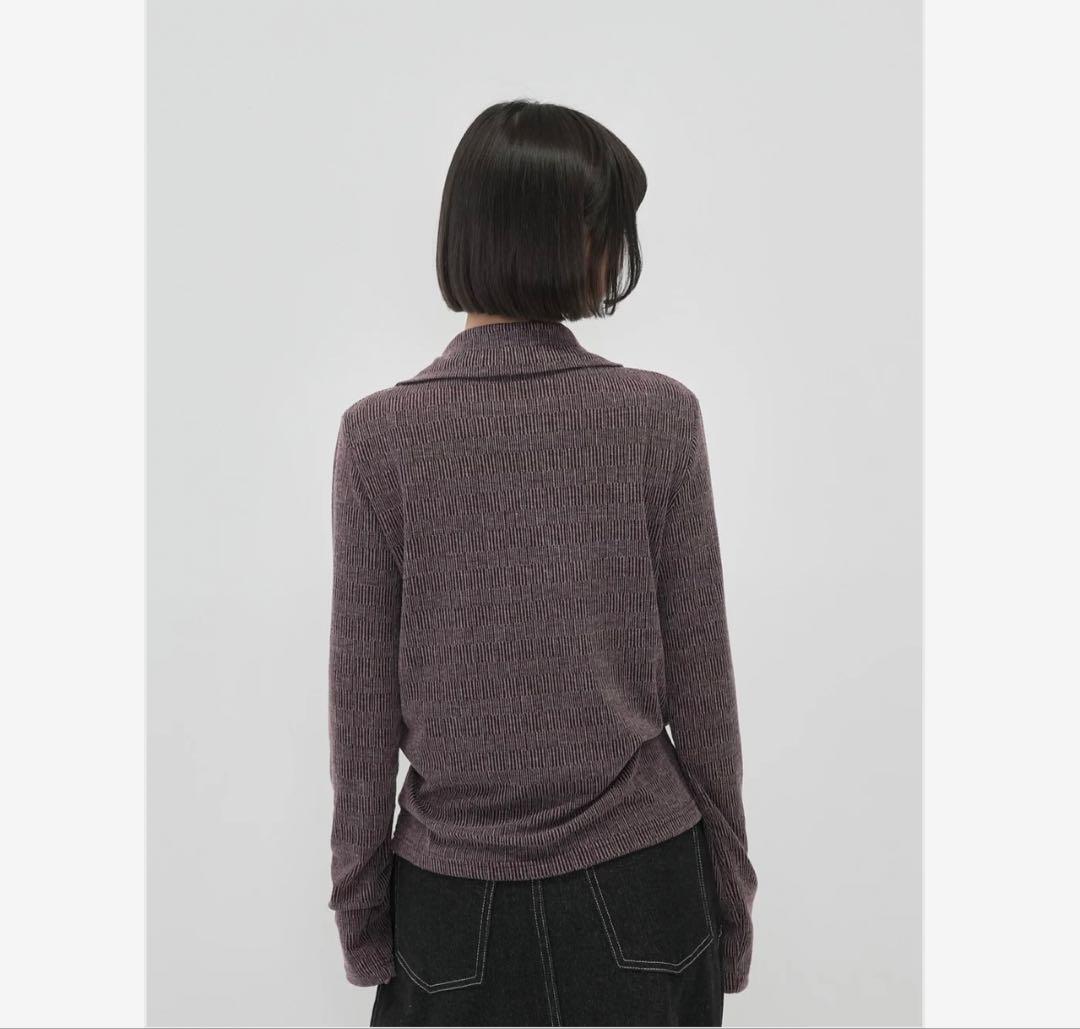 enewdnina/lace up collar tops （burgundy）