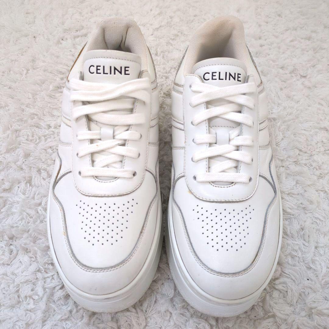 CELINE　ブロックスニーカー　厚底　カーフスキン　ウェッジアウトソール　ロゴ