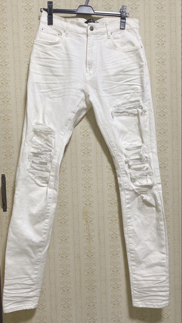 AMIRI ホワイト ダメージスキニージーンズ