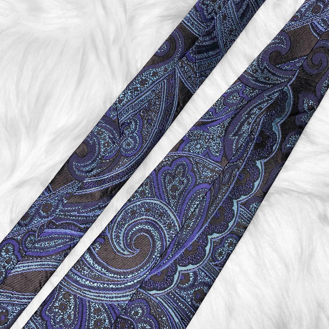 ETRO★エトロ ネクタイ ペイズリー柄 ダークブラウン ビジネス 卒業式 光沢