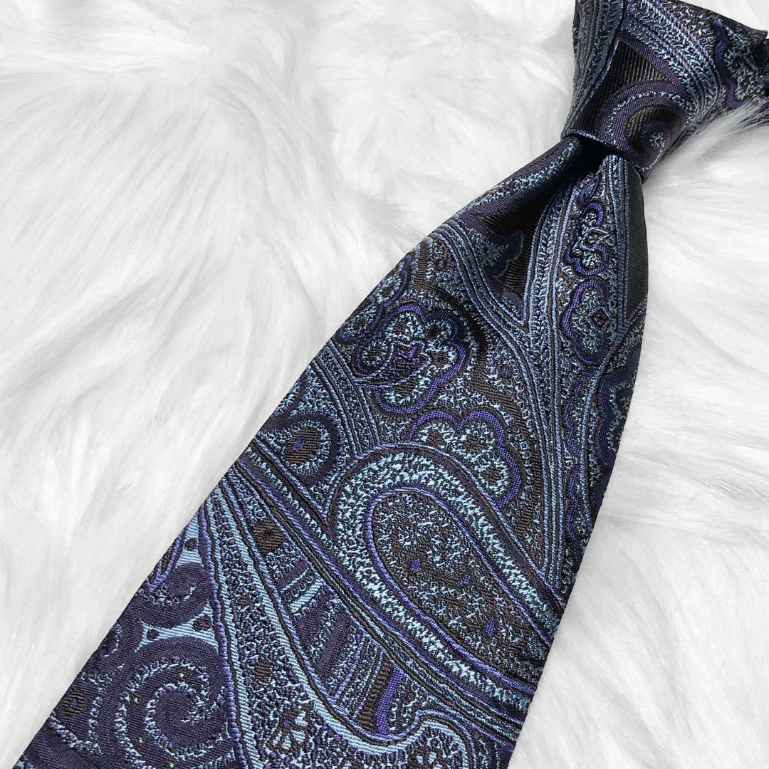 ETRO★エトロ ネクタイ ペイズリー柄 ダークブラウン ビジネス 卒業式 光沢