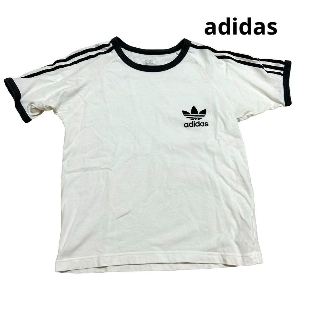 adidas トレフォイル Tシャツ リンガー M ブラック ホワイト
