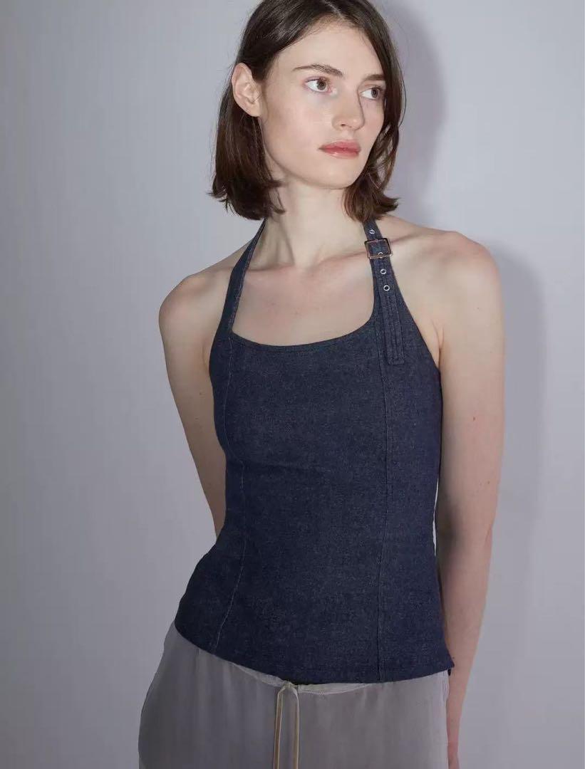 paloma wool ダークブルー ハルターネック キャミソール