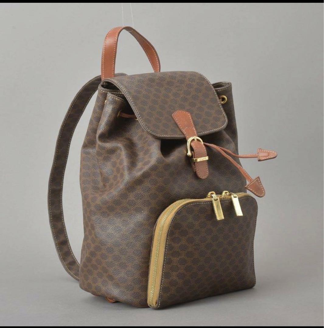美品 CELINE セリーヌ マカダム リュックサック ブラウン ビンテージ 美品 CELINE セリーヌ マカダム リュックサック ブラウン ビンテージ