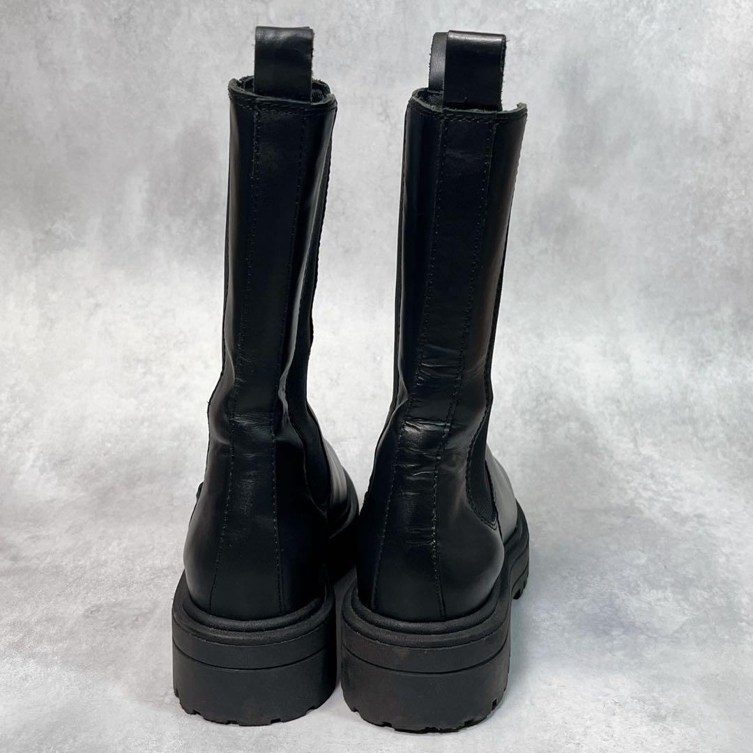 ☆美品☆【belang】サイドゴアブーツ (37) ミドル丈　レザー　ブラック