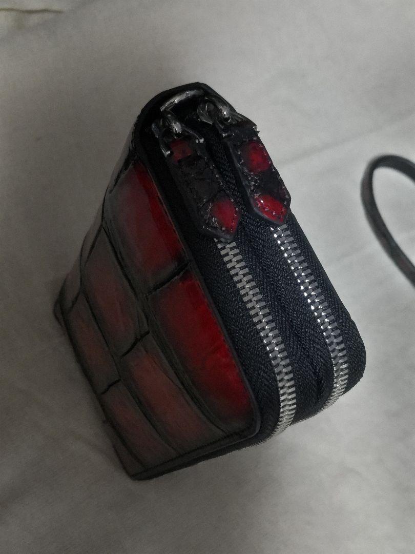 ダブルファスナー クロコダイル 長財布 ラウンドファスナー メンズ財布