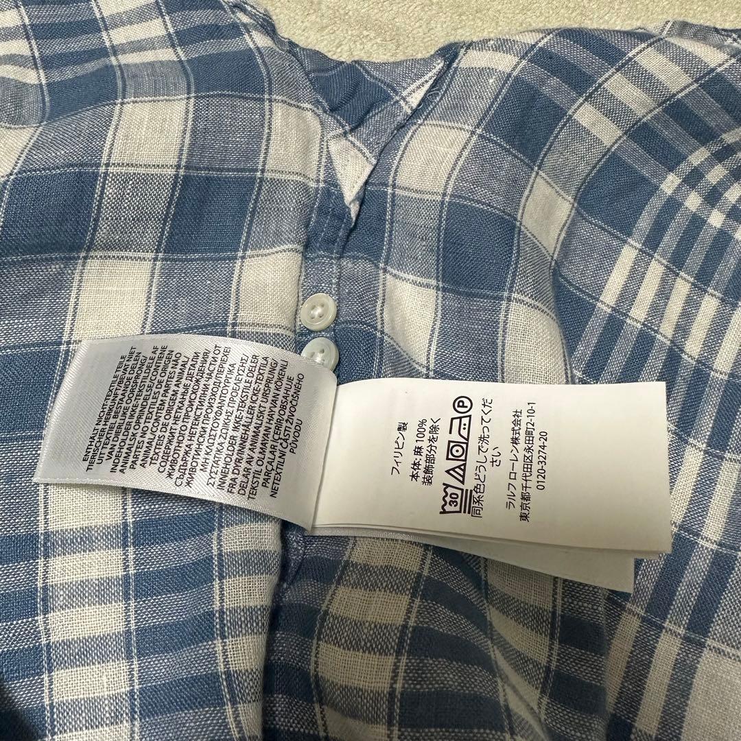 polo ralph lauren リネン 麻 プルオーバー チェック シャツ