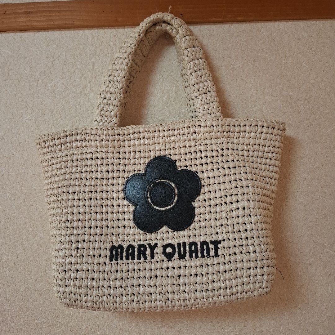 マリークワント☆クロッシェラフィアライクトート☆アイボリー☆バッグ☆中古