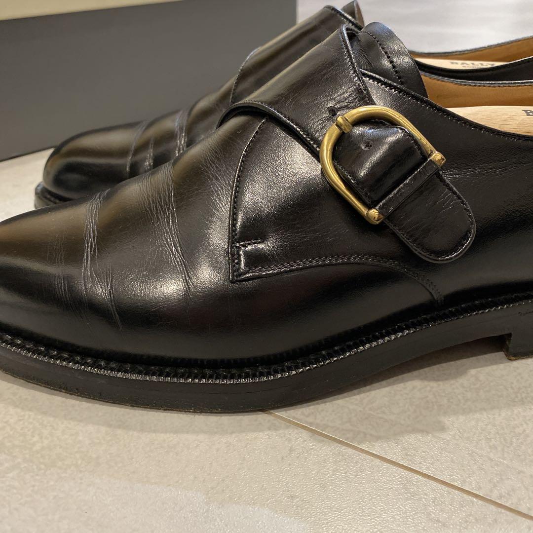 【送料無料】 ブラック BALLY シングルモンクストラップシューズ メルカリ - 6E 靴