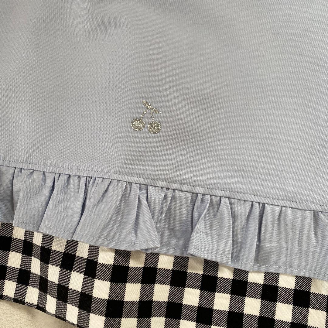 レッスンバック　女の子　上履き入れ　ナップサック体操服袋　給食袋　チェック　水色