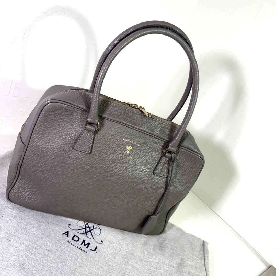 美品　ADMJ ハンドバッグ　グレー　レザー 保存袋　クロシェット　レディース 美品 ADMJ ハンドバッグ グレー レザー 保存袋 クロシェット