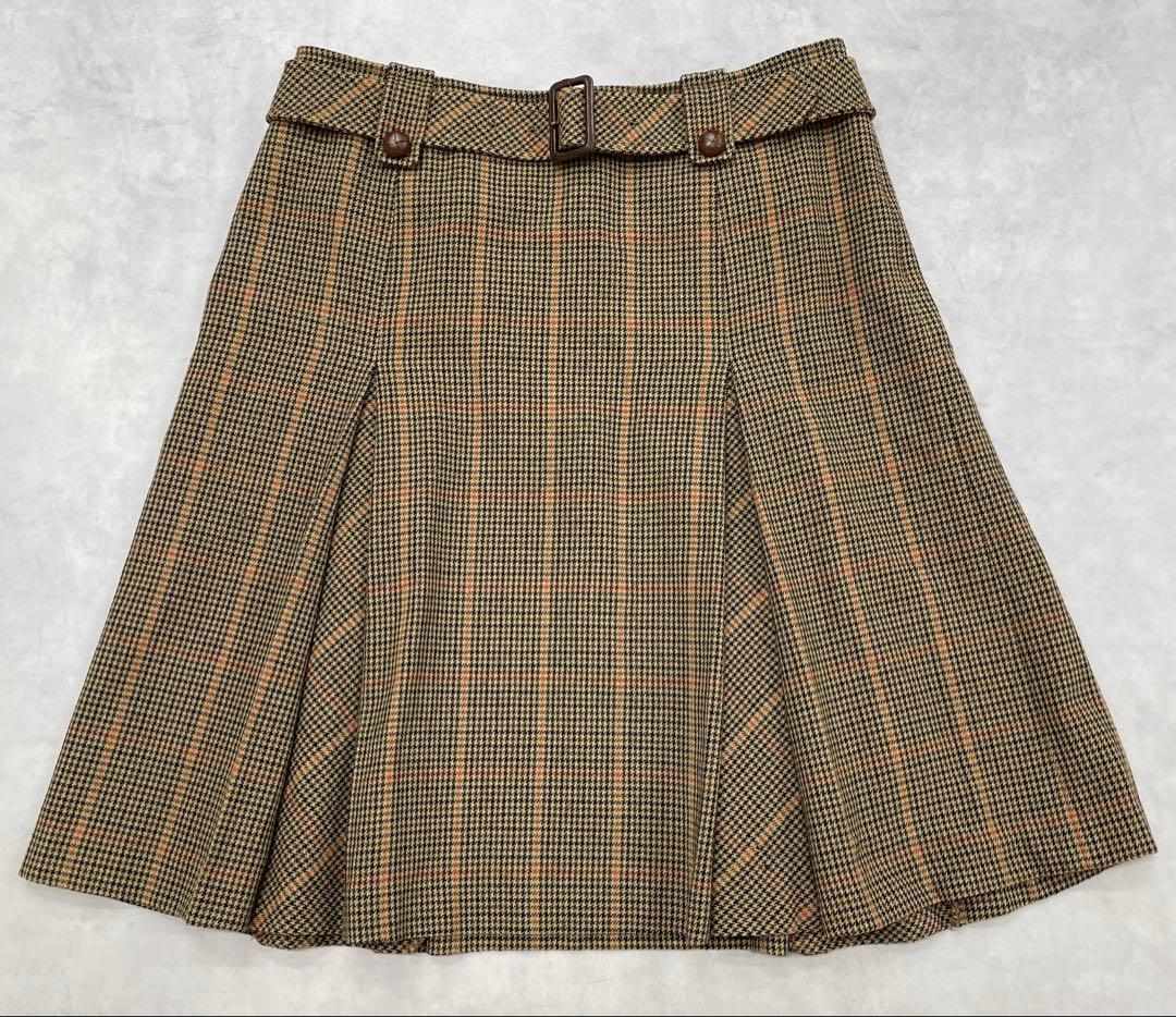 バーバリー　スカート　グレンチェック　ベルト　　カシミヤ混　大きいサイズ　46