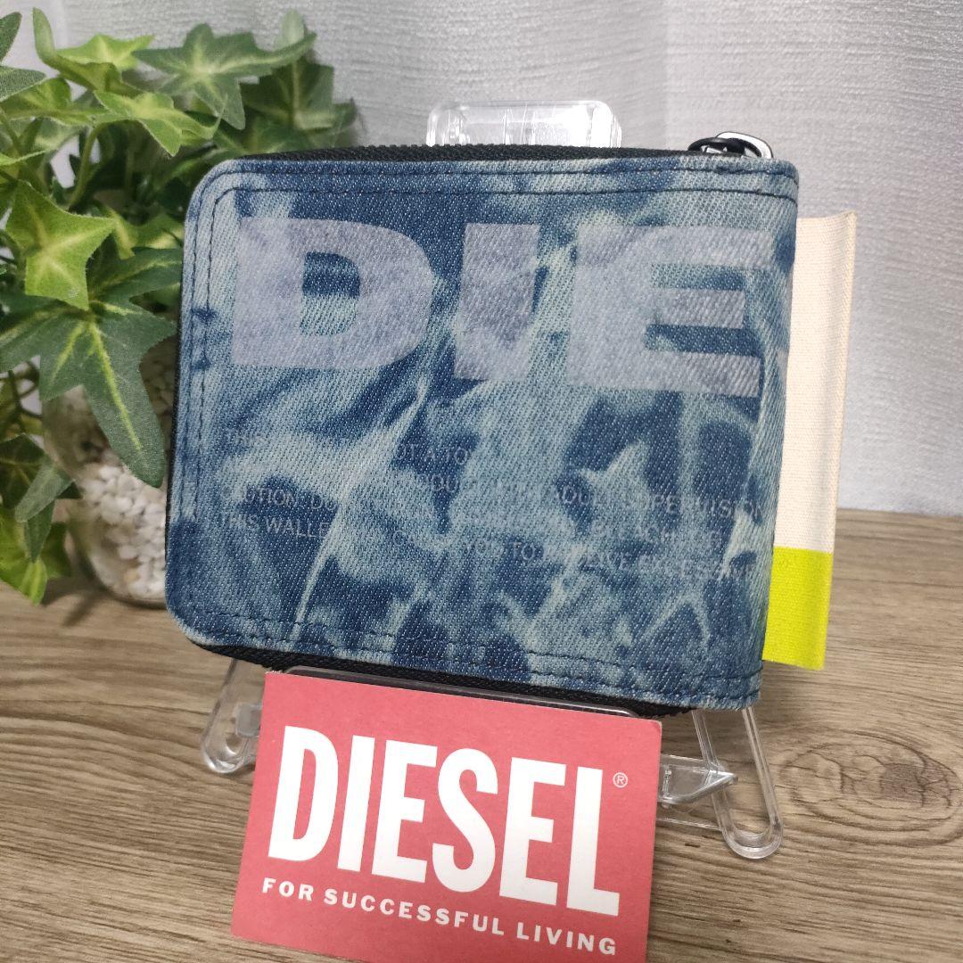DIESEL 折り財布 ラウンドファスナー デニム ビッグロゴ ブレイブマン